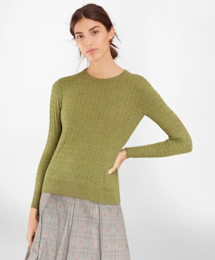 Brooks Brothers Sweaters CableKnit Merino Wool Sweater Olive 8211 Women Brooks Brothers Sweaters CableKnit Merino Wool Sweater Olive 8211 Women