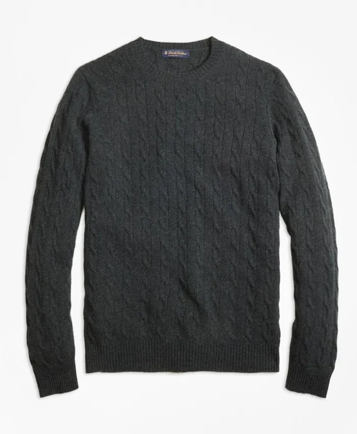 Brooks Brothers Sweaters Cashmere Cable Crewneck Sweater Dark Green 8211 Men