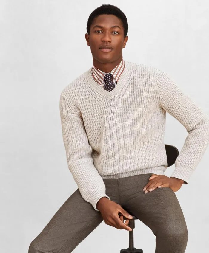 Brooks Brothers Sweaters Golden Fleece WoolCashmere VNeck Sweater Oatmeal 8211 Men