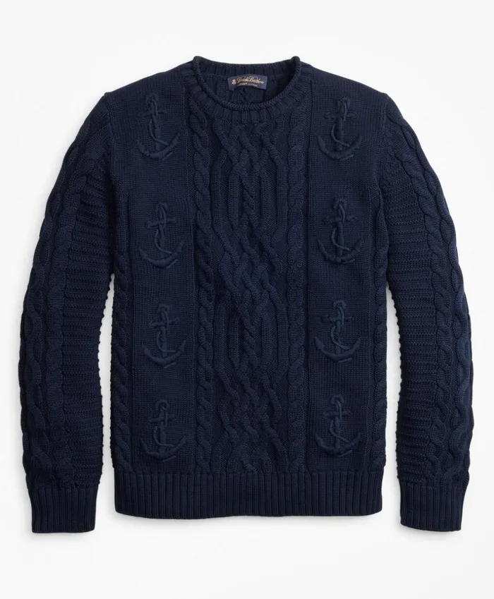 Brooks Brothers Sweaters Supima Cotton Anchor Cable Rollneck Sweater Navy 8211 Men