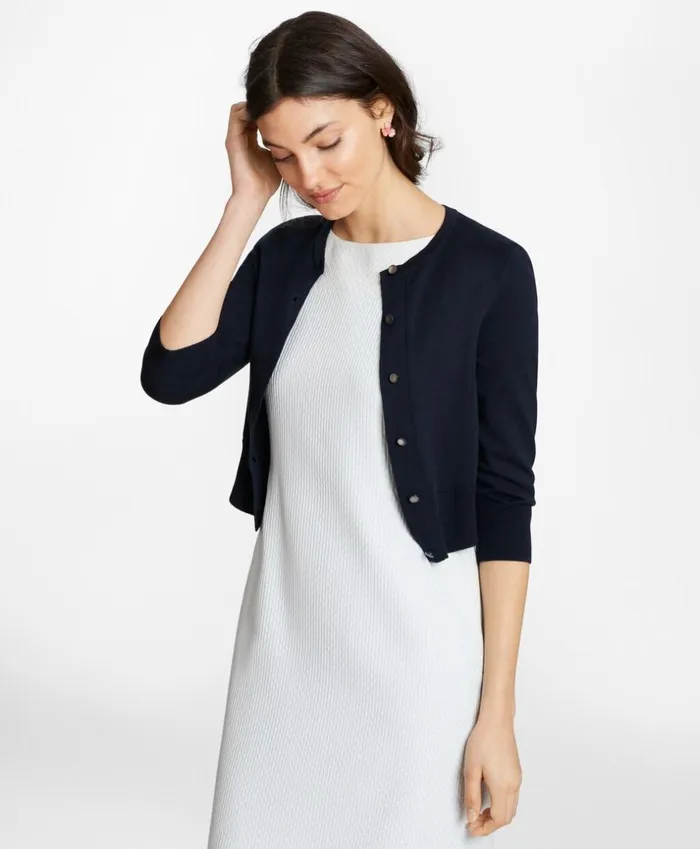 Brooks Brothers Sweaters Supima Cotton Cropped Cardigan Navy 8211 Women Brooks Brothers Sweaters Supima Cotton Cropped Cardigan Navy 8211 Women