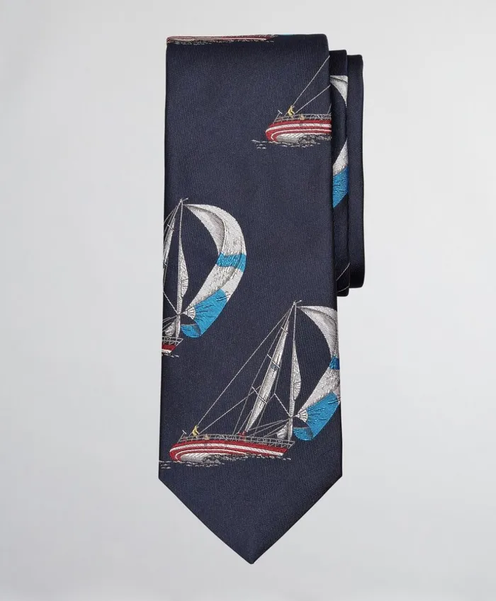 Brooks Brothers Ties Limited Edition Archival Collection Sail Boat Silk Tie Navy 8211 Men Brooks Brothers Ties Limited Edition Archival Collection Sail Boat Silk Tie Navy 8211 Men