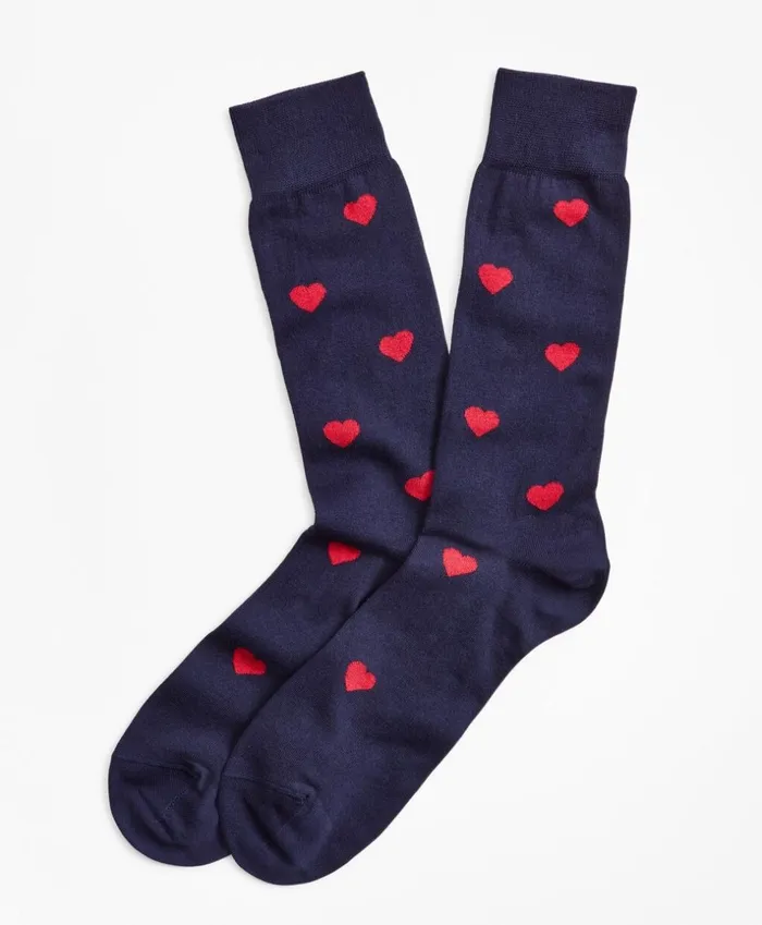 Brooks Brothers Underwear and Socks Heart Crew Socks Navy 8211 Men