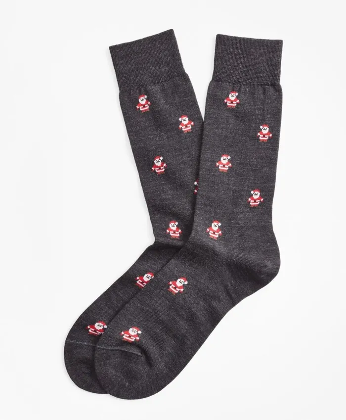 Brooks Brothers Underwear and Socks Santa Claus Crew Socks Grey 8211 Men