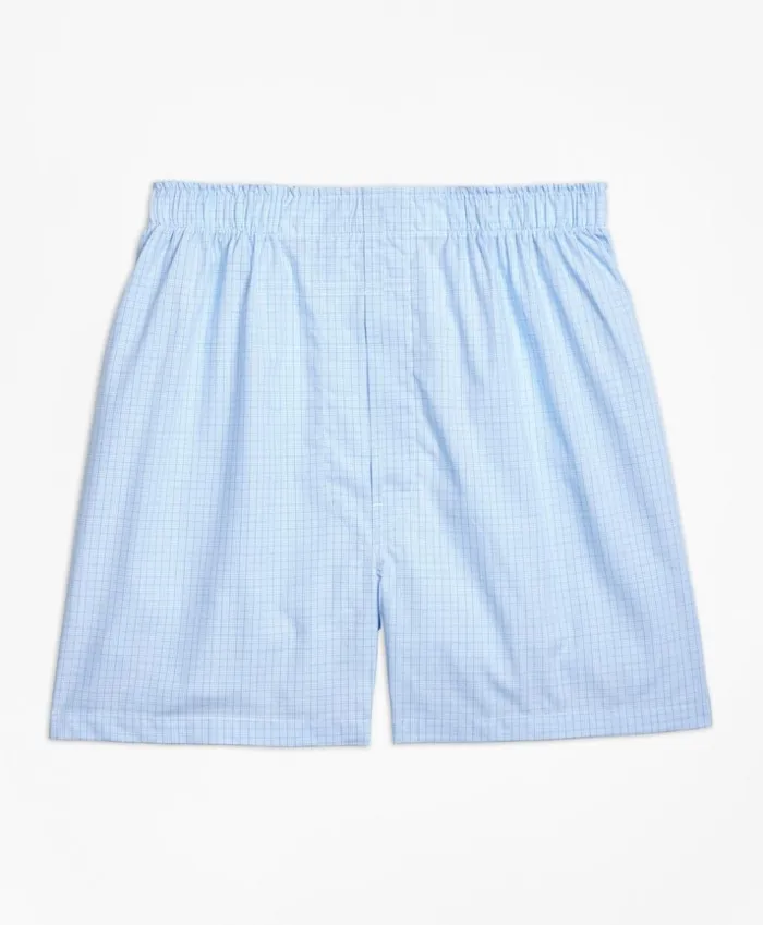 Brooks Brothers Underwear and Socks Traditional Fit Glen Plaid Boxers Light Blue 8211 Men