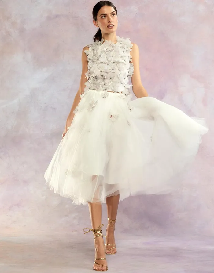 Butterfly Tulle Skirt 8211 White Women Cynthia Rowley Bottoms