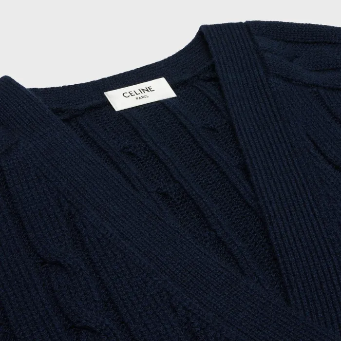 CableKnit Triomphe Cardigan In Cashmere Navy Women CELINE KNITWEAR