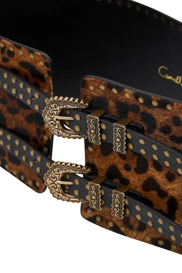 Camilla Belts Women Wide Double Buckle Belt Fire At Night