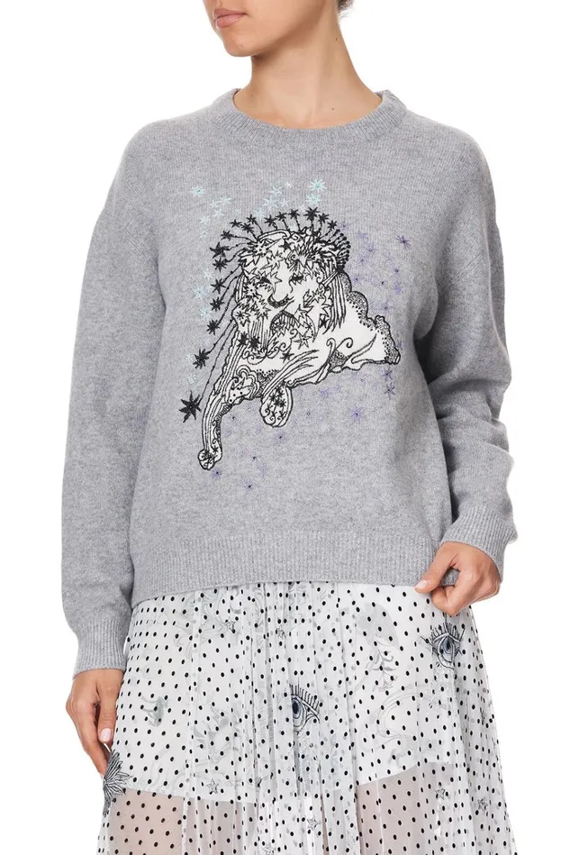 Camilla Knitwear Women Crew Neck Boxy Knit With High Low Hem Moonlit Musings