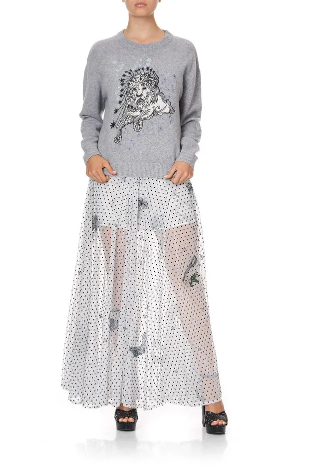 Camilla Knitwear Women Crew Neck Boxy Knit With High Low Hem Moonlit Musings