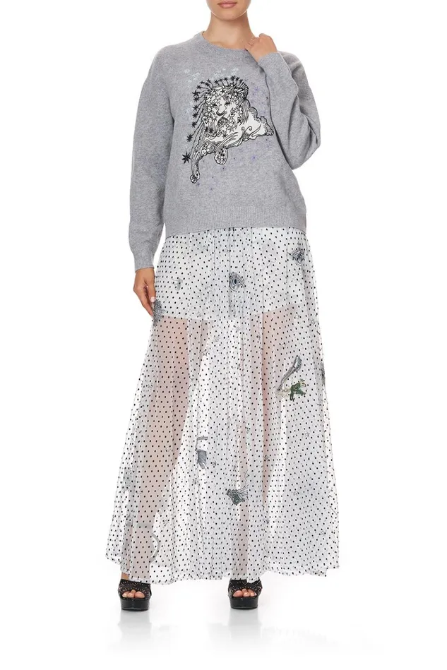 Camilla Knitwear Women Crew Neck Boxy Knit With High Low Hem Moonlit Musings
