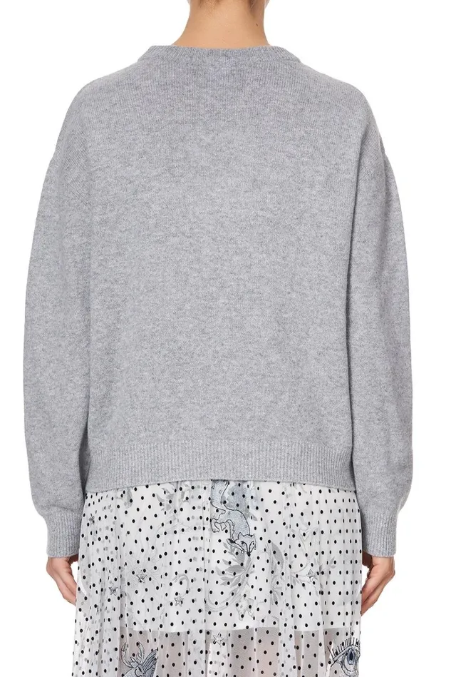 Camilla Knitwear Women Crew Neck Boxy Knit With High Low Hem Moonlit Musings