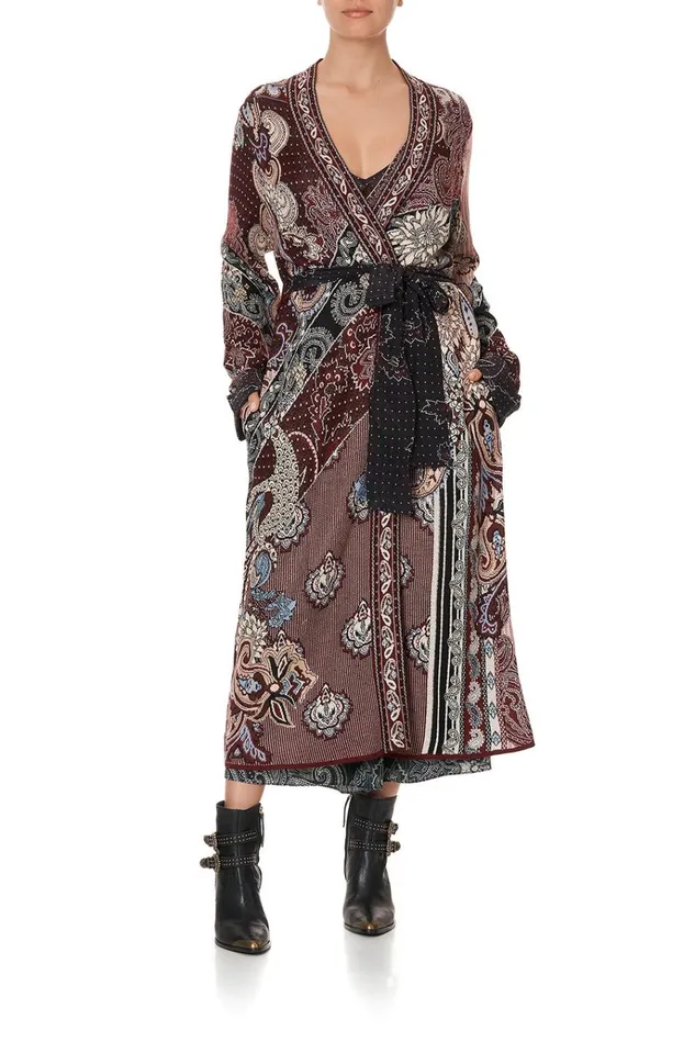 Camilla Knitwear Women Knit Coat With Woven Detail Tale Of The Fire Bird