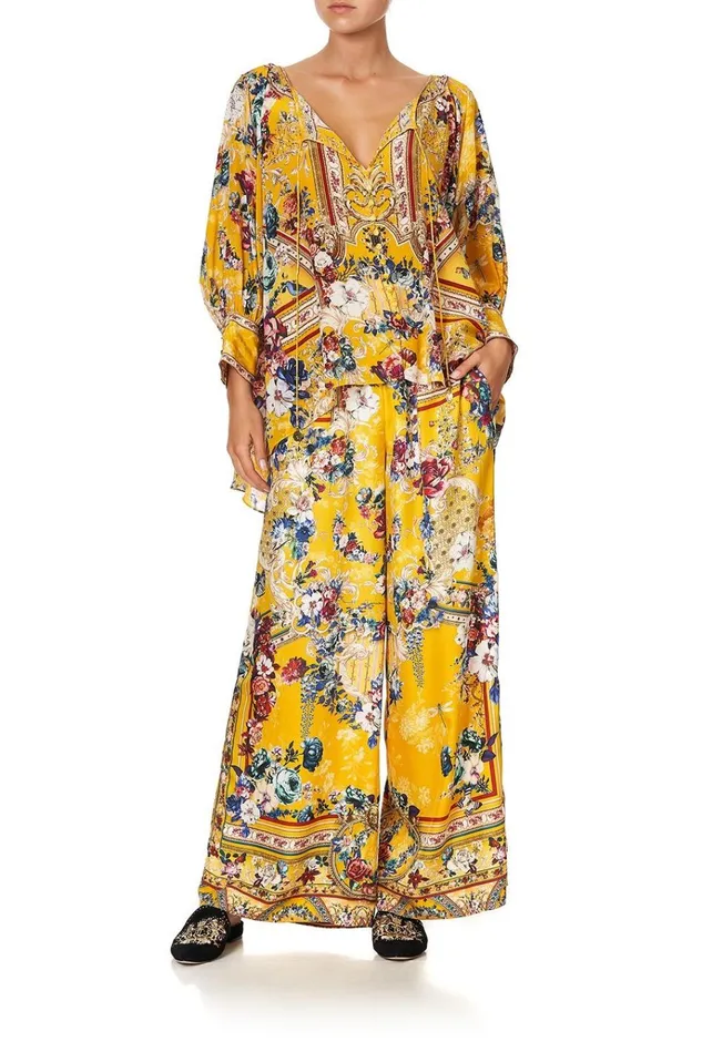 Camilla Modest Clothing Women Raglan Sleeve Button Up Top Crowned Roses