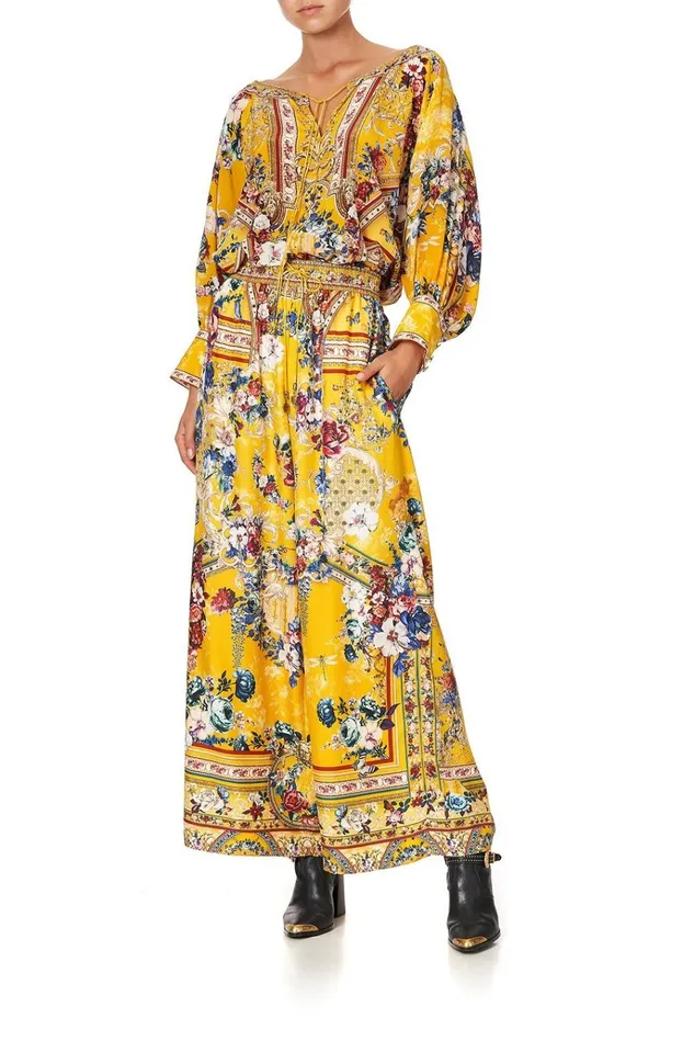 Camilla Modest Clothing Women Raglan Sleeve Button Up Top Crowned Roses