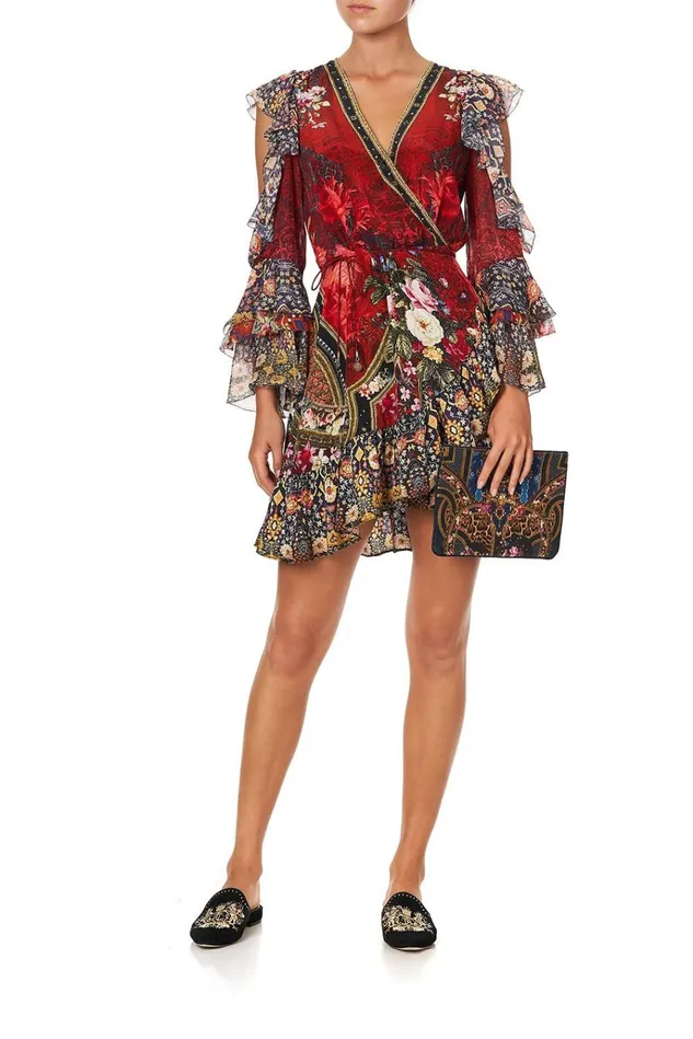 Camilla Party Dresses Women Cold Shoulder Ruffle Wrap Mini Dress Stories Of A Station