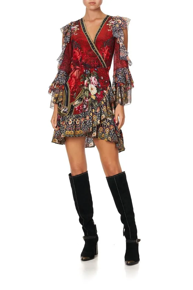 Camilla Party Dresses Women Cold Shoulder Ruffle Wrap Mini Dress Stories Of A Station