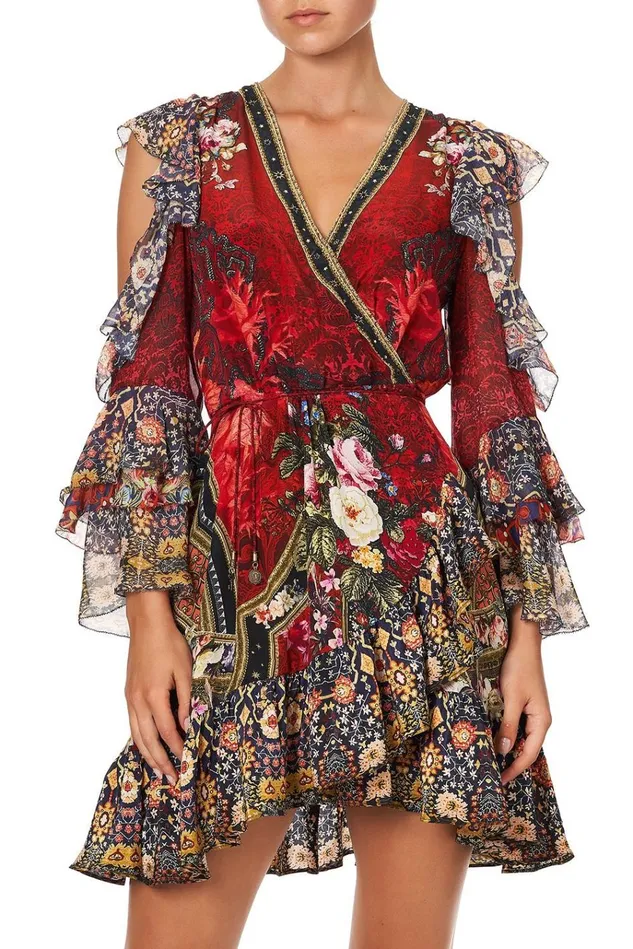 Camilla Party Dresses Women Cold Shoulder Ruffle Wrap Mini Dress Stories Of A Station
