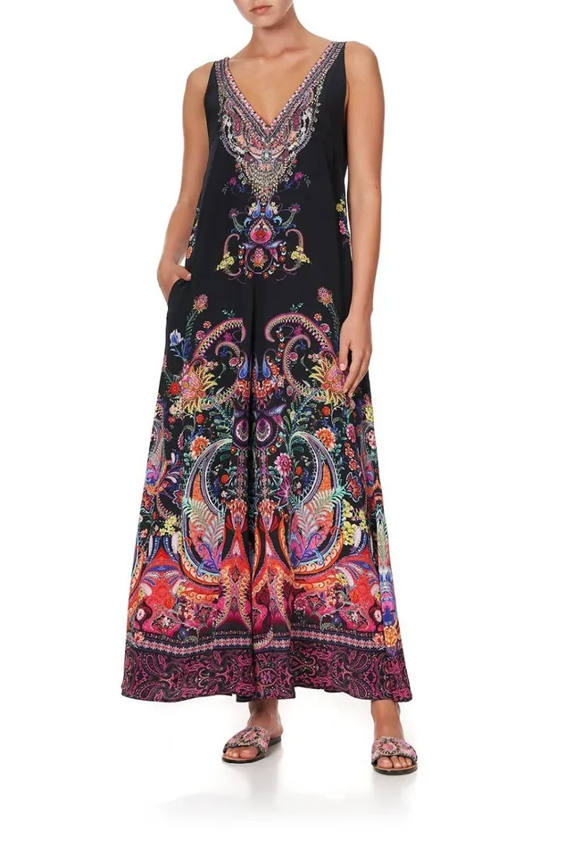Camilla Playsuits and Jumpsuits Women V Neck Flared Jumpsuit Bohemian Rebellion