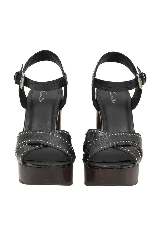 Camilla Shoes Women Croc Platform Solid Black