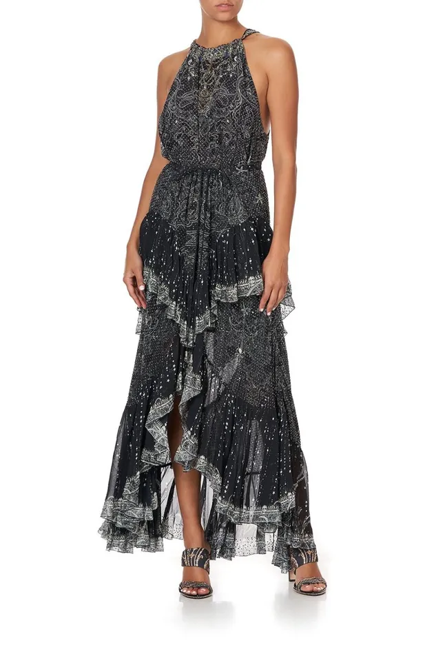 Camilla Skirts Women Maxi Skirt With Double Frill Midnight Pearl