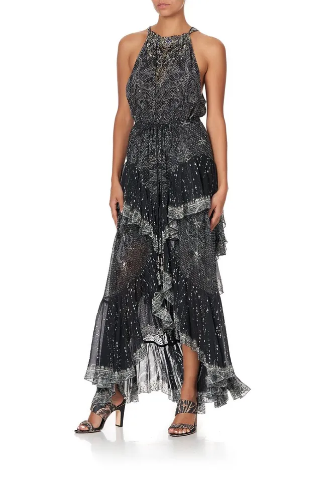 Camilla Skirts Women Maxi Skirt With Double Frill Midnight Pearl