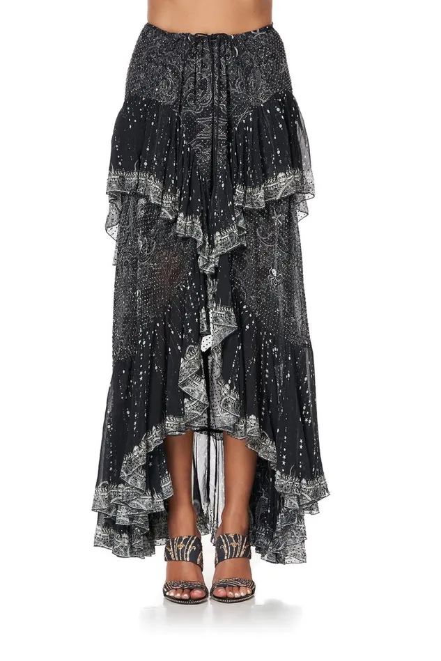 Camilla Skirts Women Maxi Skirt With Double Frill Midnight Pearl