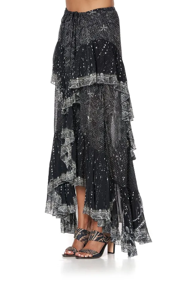 Camilla Skirts Women Maxi Skirt With Double Frill Midnight Pearl