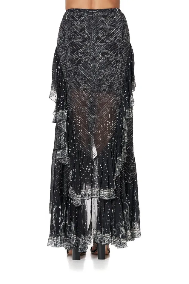 Camilla Skirts Women Maxi Skirt With Double Frill Midnight Pearl
