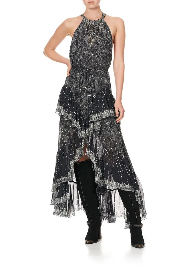 Camilla Skirts Women Maxi Skirt With Double Frill Midnight Pearl