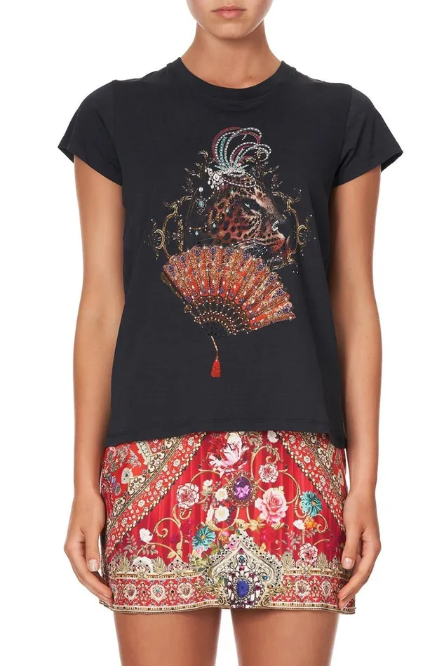 Camilla Tees Women Slim Fit Round Neck TShirt Cameos Can Can