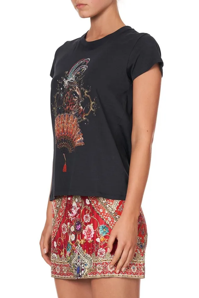 Camilla Tees Women Slim Fit Round Neck TShirt Cameos Can Can