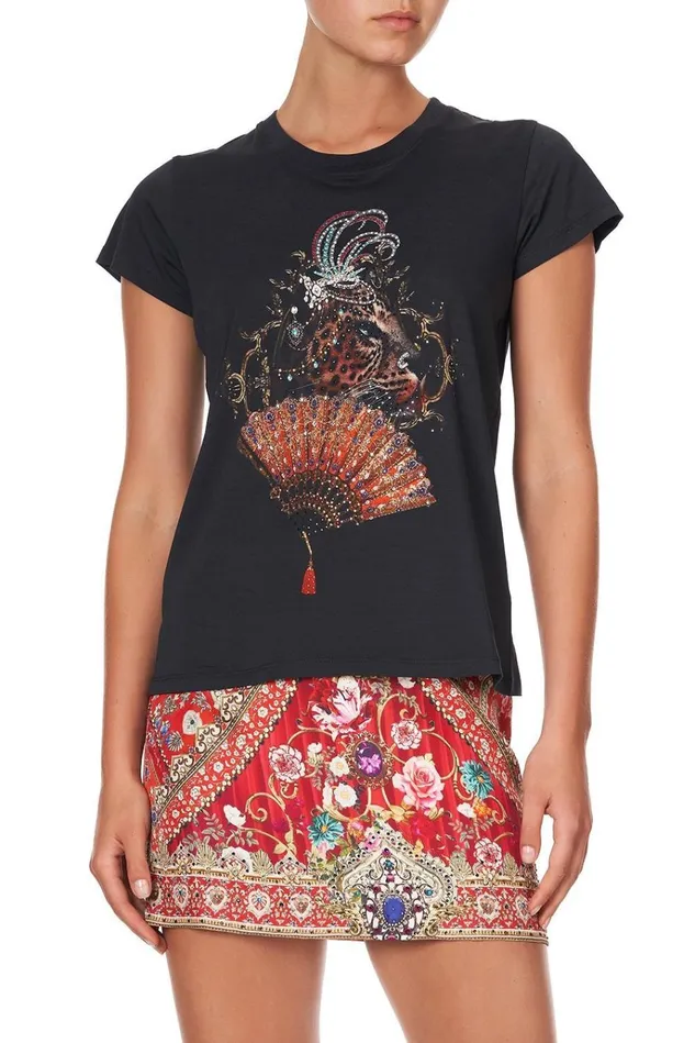 Camilla Tees Women Slim Fit Round Neck TShirt Cameos Can Can