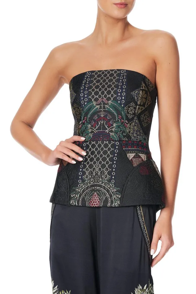 Camilla Tops Women Corset With Powermesh Insert Botanical Chronicles