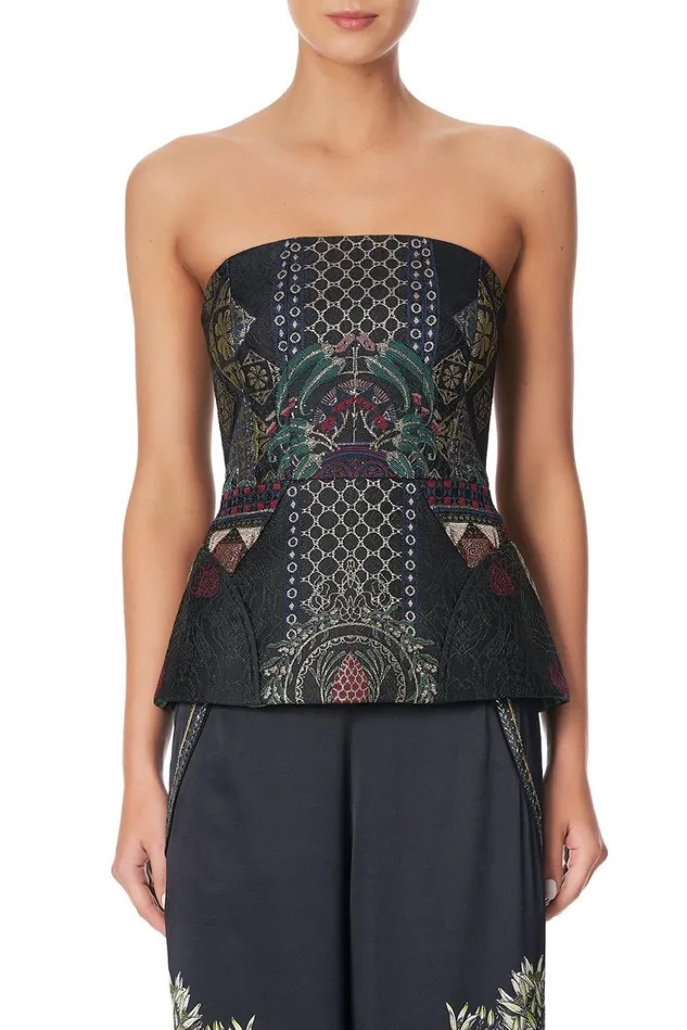 Camilla Tops Women Corset With Powermesh Insert Botanical Chronicles