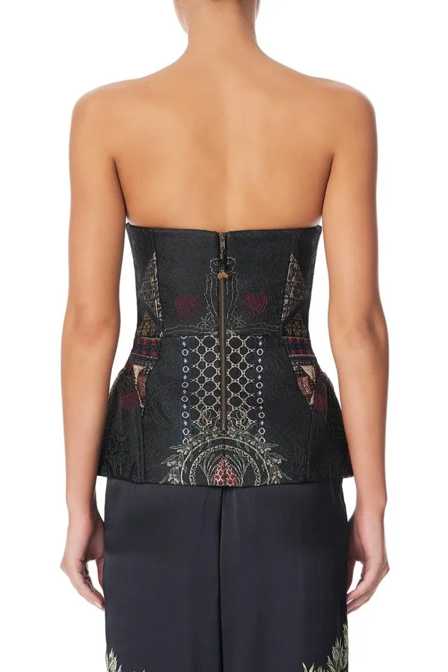 Camilla Tops Women Corset With Powermesh Insert Botanical Chronicles