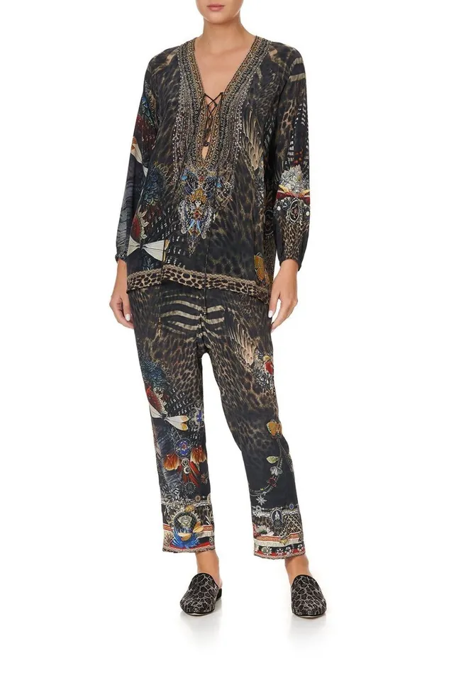 Camilla Tops Women Lace Up Blouse Treasure Chaser