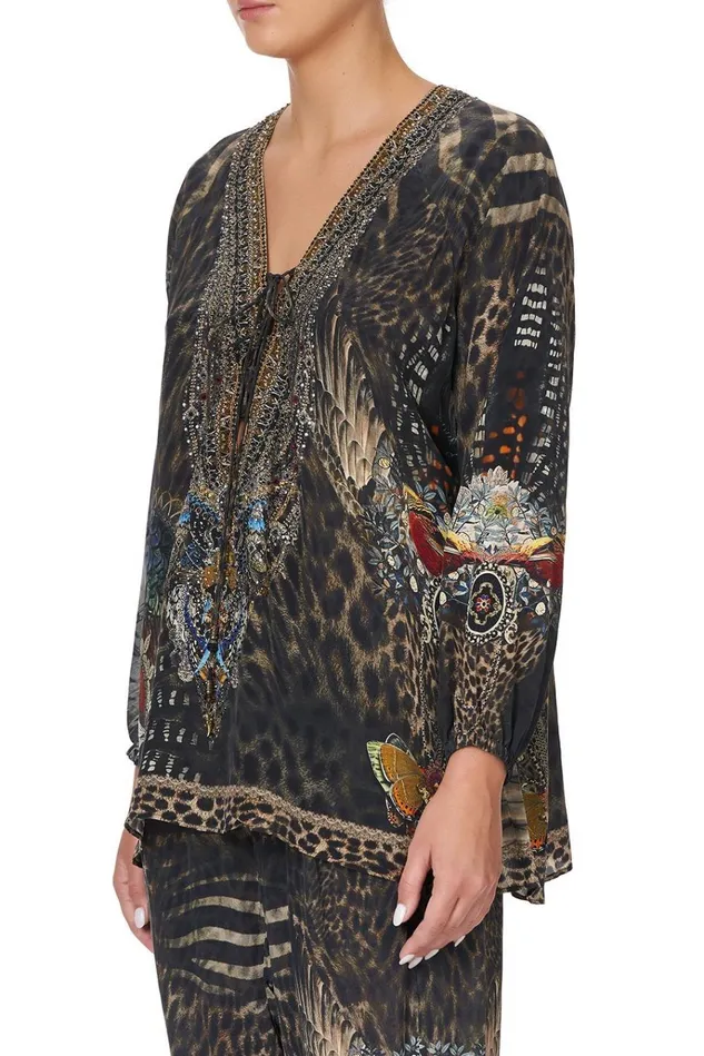 Camilla Tops Women Lace Up Blouse Treasure Chaser