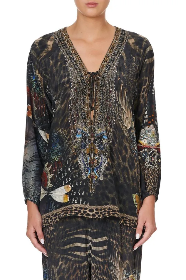 Camilla Tops Women Lace Up Blouse Treasure Chaser