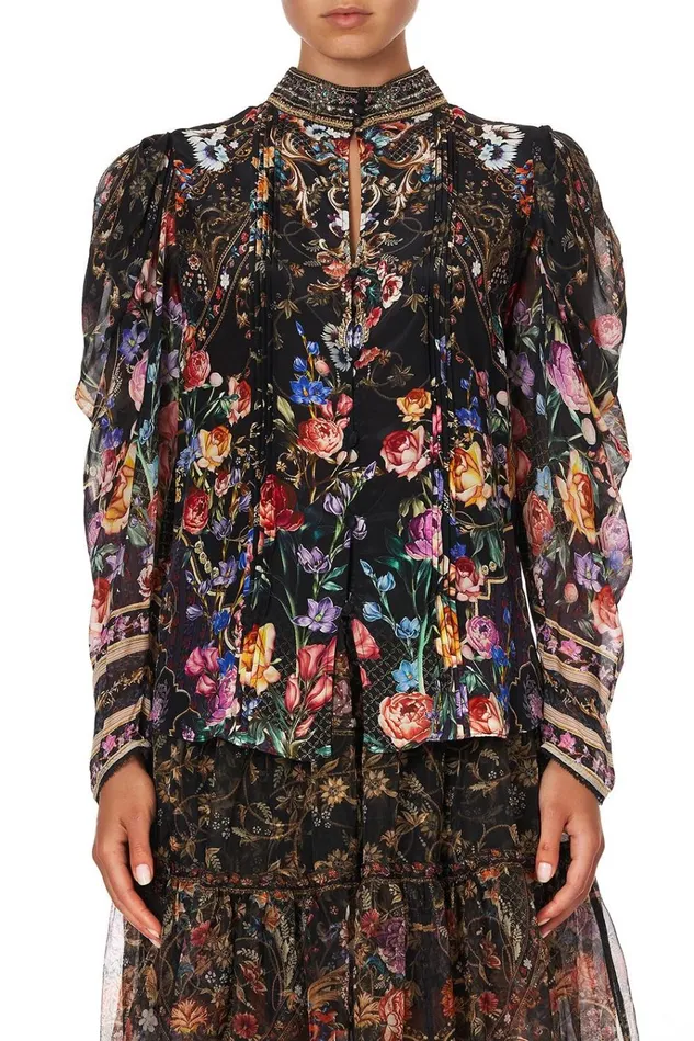 Camilla Tops Women Pintuck Blouse With Draped Sleeve Blushing Manor