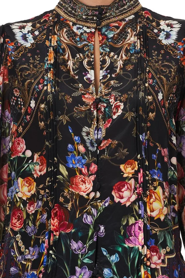 Camilla Tops Women Pintuck Blouse With Draped Sleeve Blushing Manor