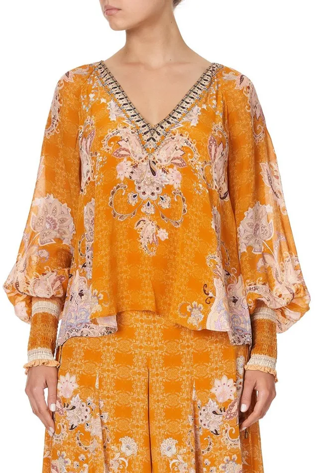 Camilla Tops Women Shirred Cuff Blouse Marrakesh Maiden