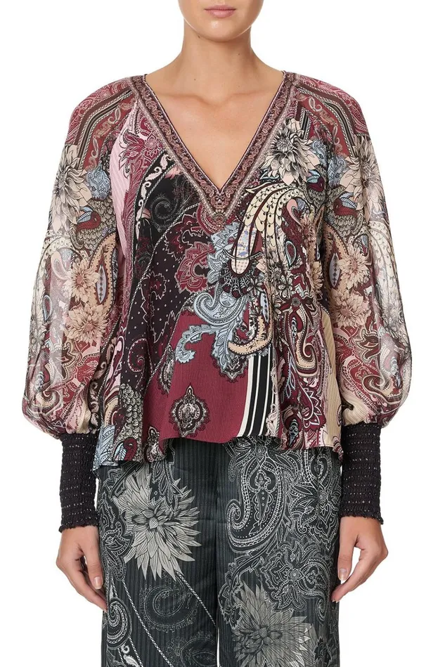 Camilla Tops Women Shirred Cuff Blouse Tale Of The Fire Bird