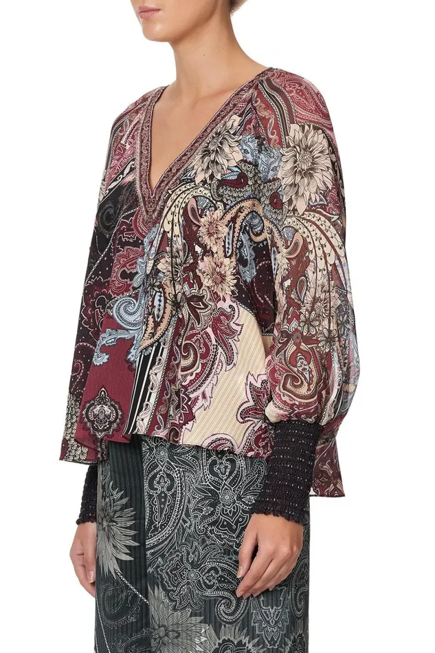 Camilla Tops Women Shirred Cuff Blouse Tale Of The Fire Bird