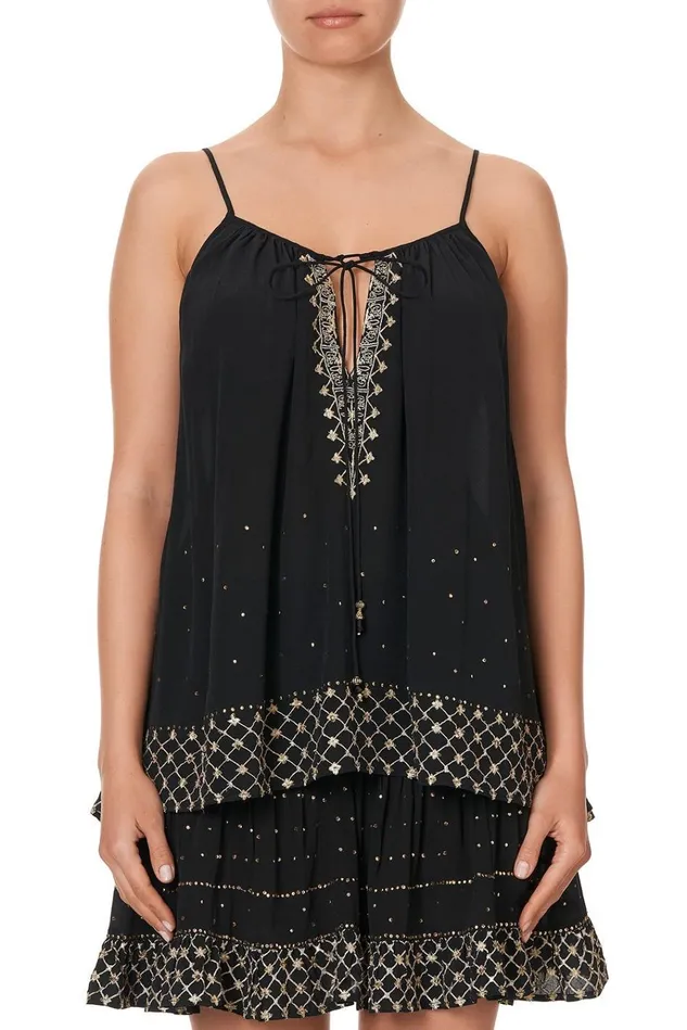 Camilla Tops Women Strap Top With Tie Front Detail The Jewelled Arrow