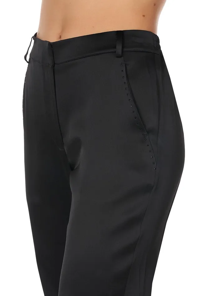Camilla Trousers and Leggings Women Jogger With Encased Elastic Cuff Solid Black
