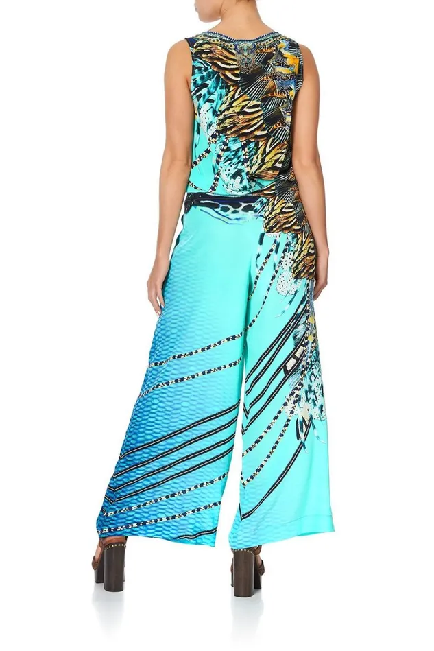 Camilla Trousers and Leggings Women Lounge Trouser With Tie Waist Marine Queen