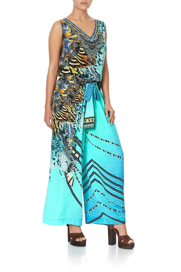 Camilla Trousers and Leggings Women Lounge Trouser With Tie Waist Marine Queen