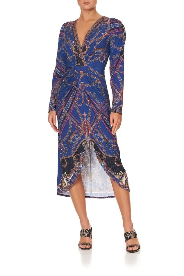 Camilla Wedding Guest Dresses Women Jersey Tuck Dress With Drapped Sleeves Dining Hall Darling