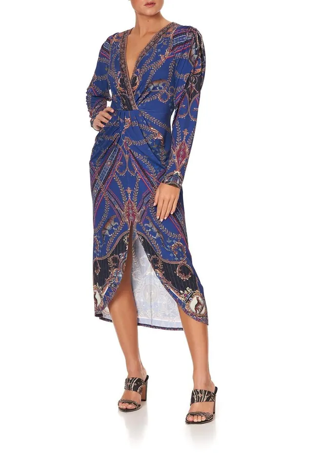 Camilla Wedding Guest Dresses Women Jersey Tuck Dress With Drapped Sleeves Dining Hall Darling